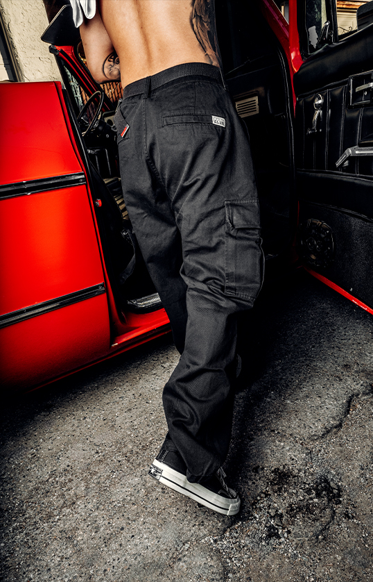 Heavyweight Twill Pleated Wide Leg Cargo Pant lifestyle photo 1