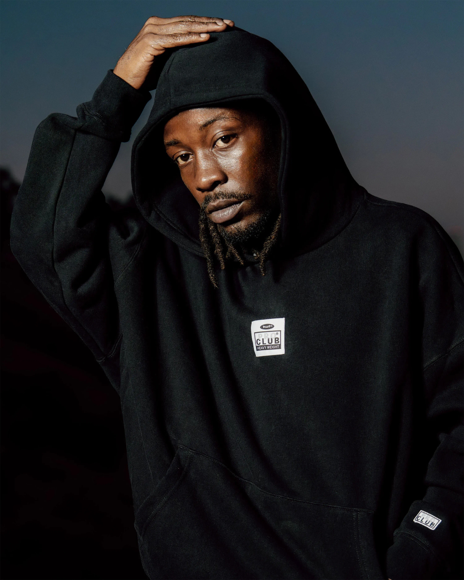 men in proclub X HUF jacket