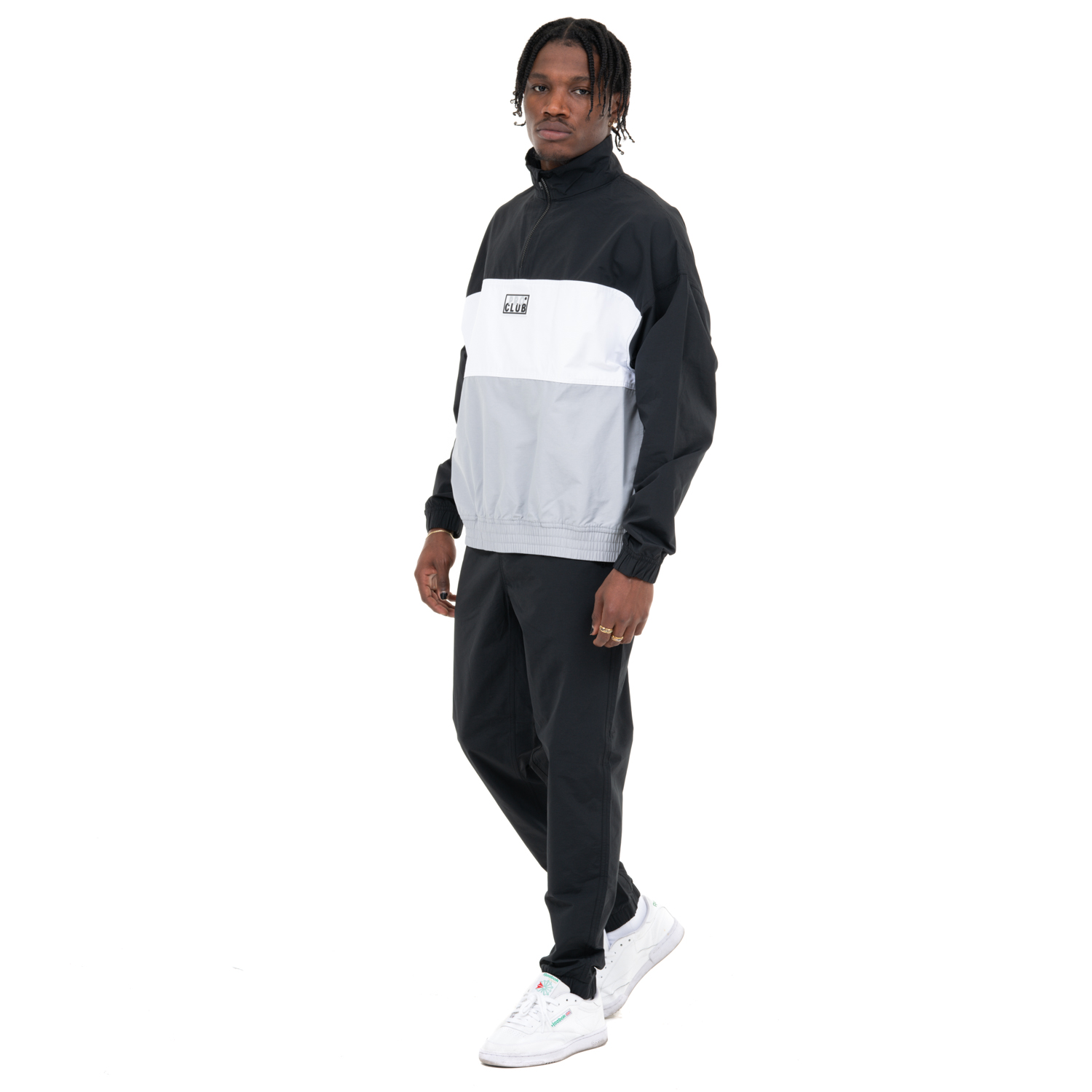 Comfort Tri-Color Cotton/Nylon Quarter Zip Track Jacket (image 4 of 5)