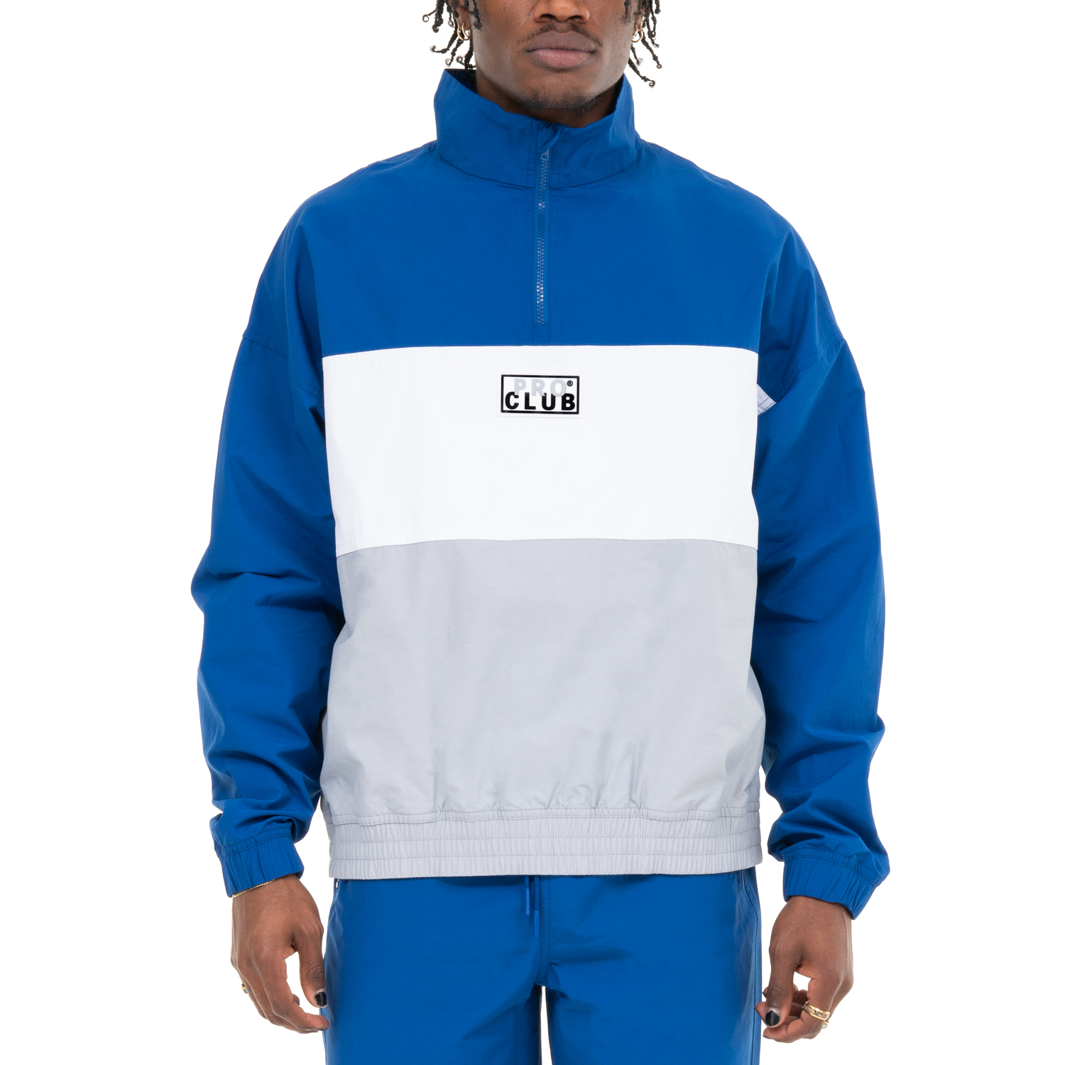 Comfort Tri-Color Cotton/Nylon Quarter Zip Track Jacket