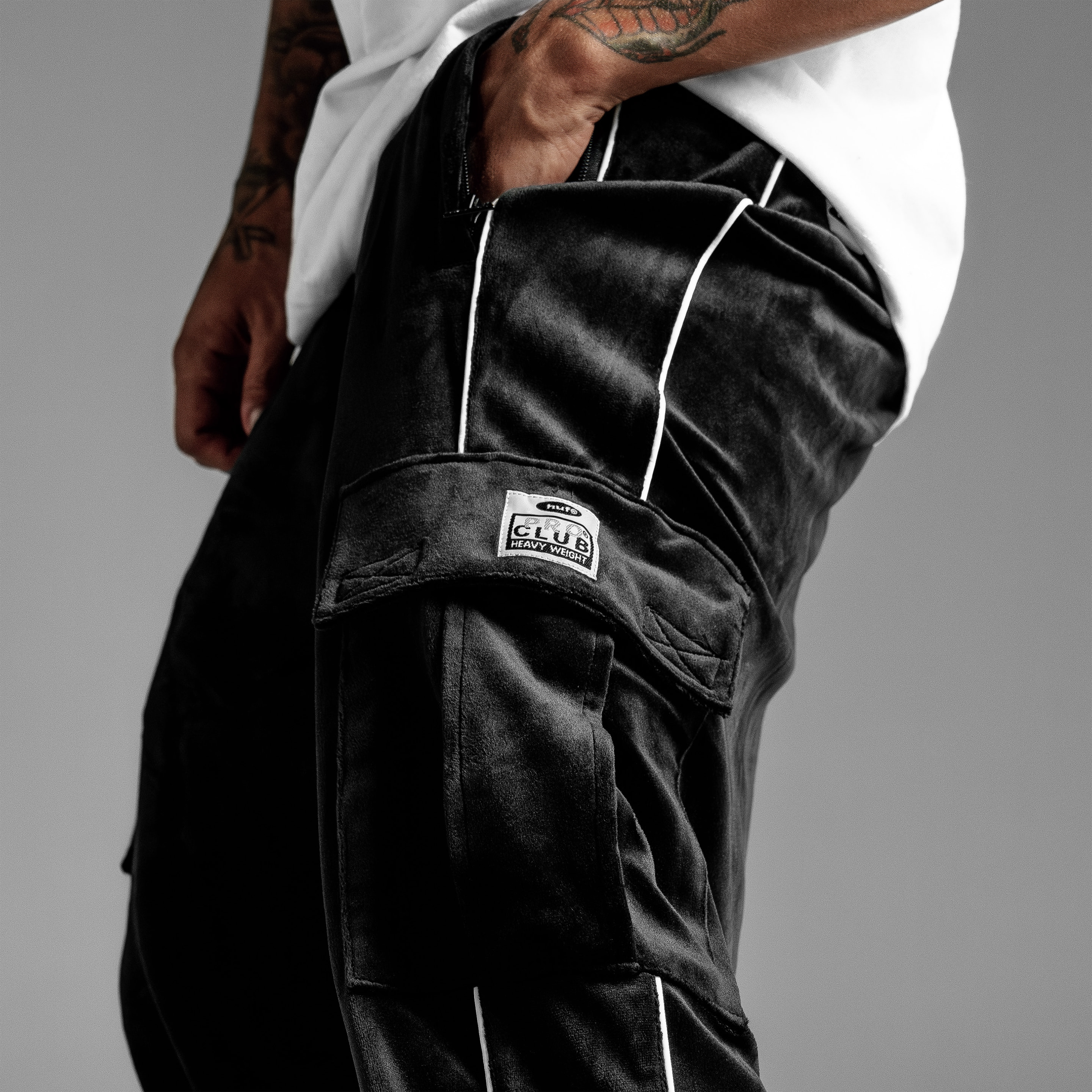 Huf Velour Open Leg Cargo Track Pant (image 3 of 4)