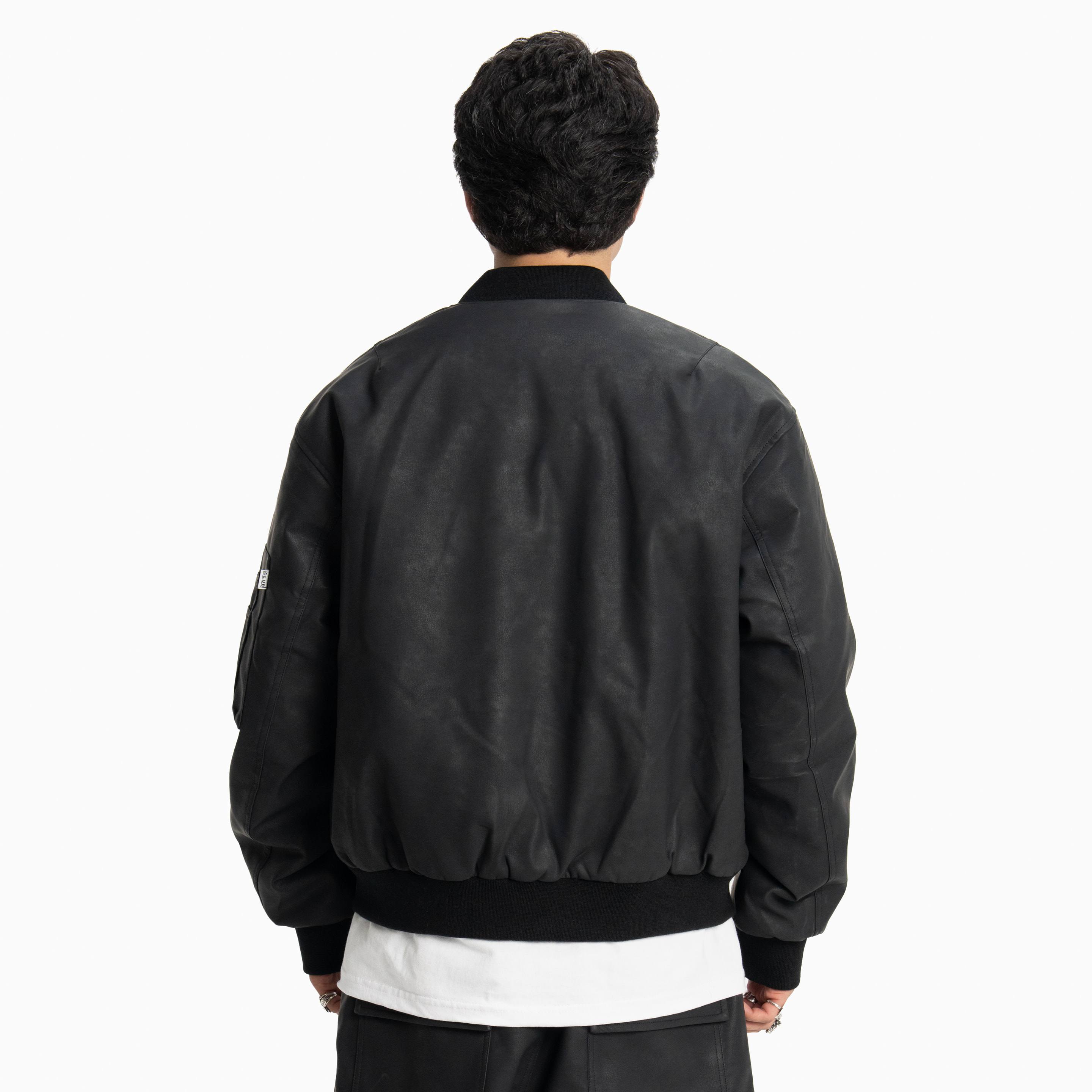 Heavywide Vegan Leather Bomber Jacket (image 3 of 8)