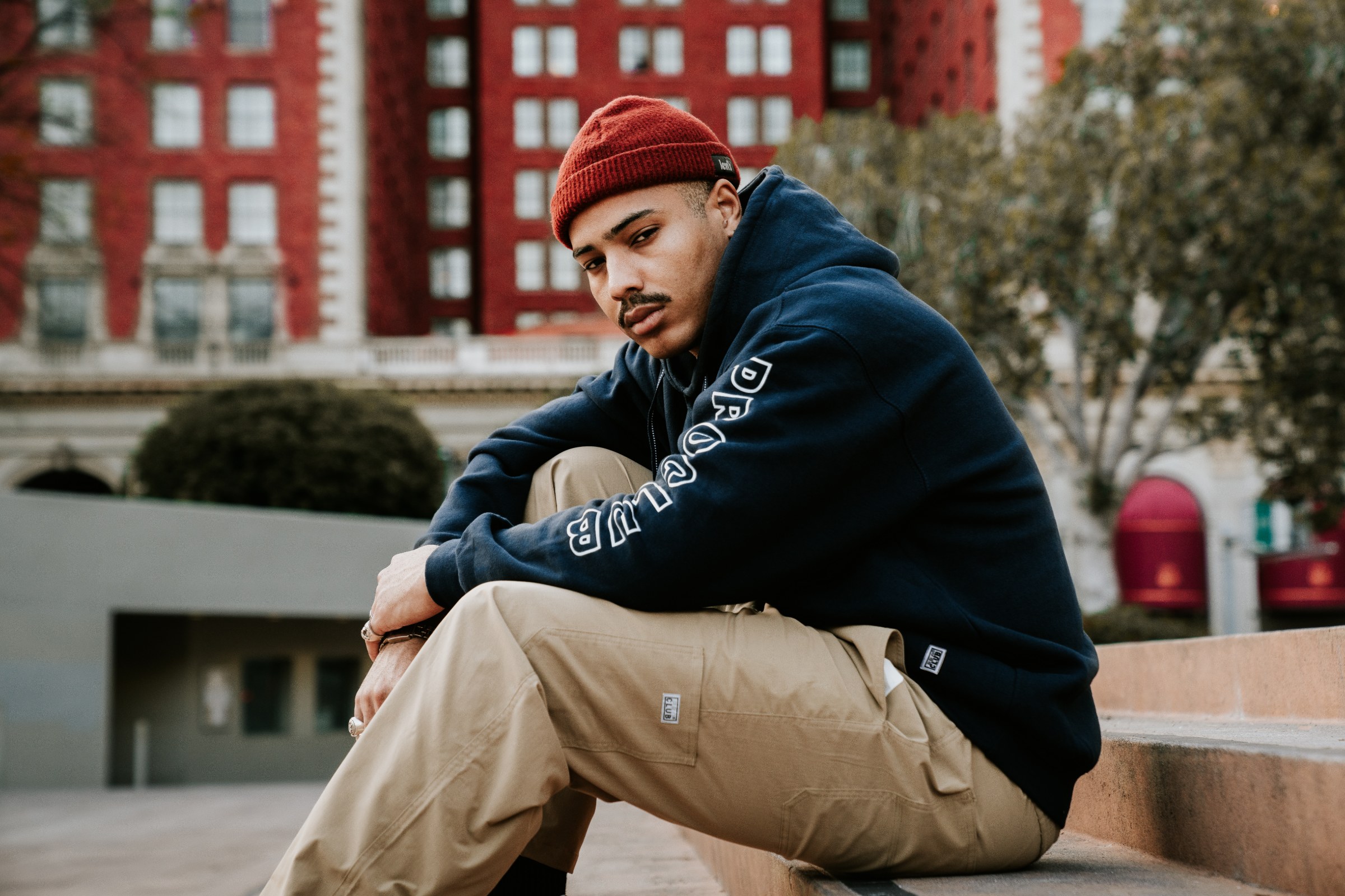 Embroidered Logo Heavyweight Pullover Hoodie (13oz) lifestyle photo 1