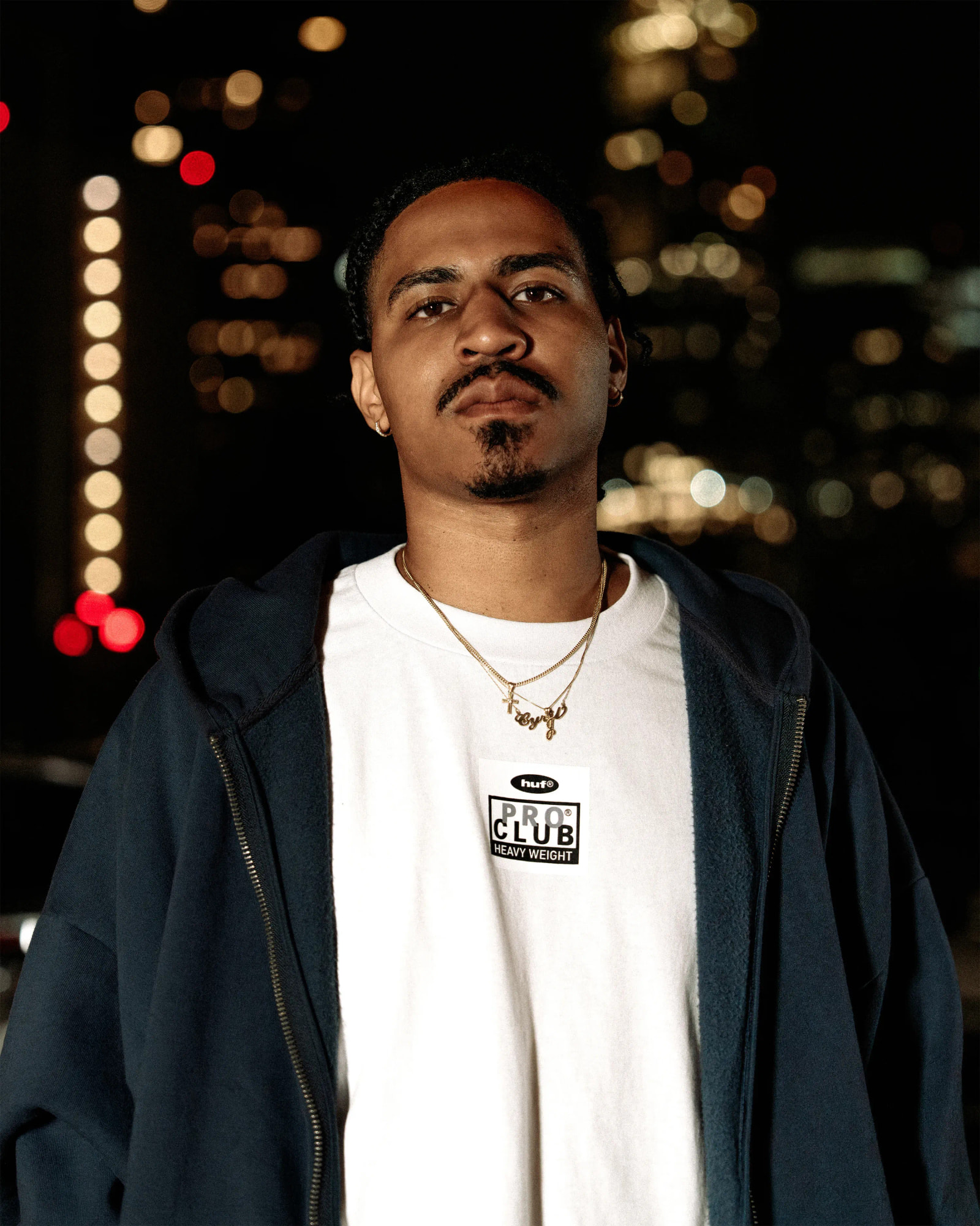 men in proclub X HUF white tee