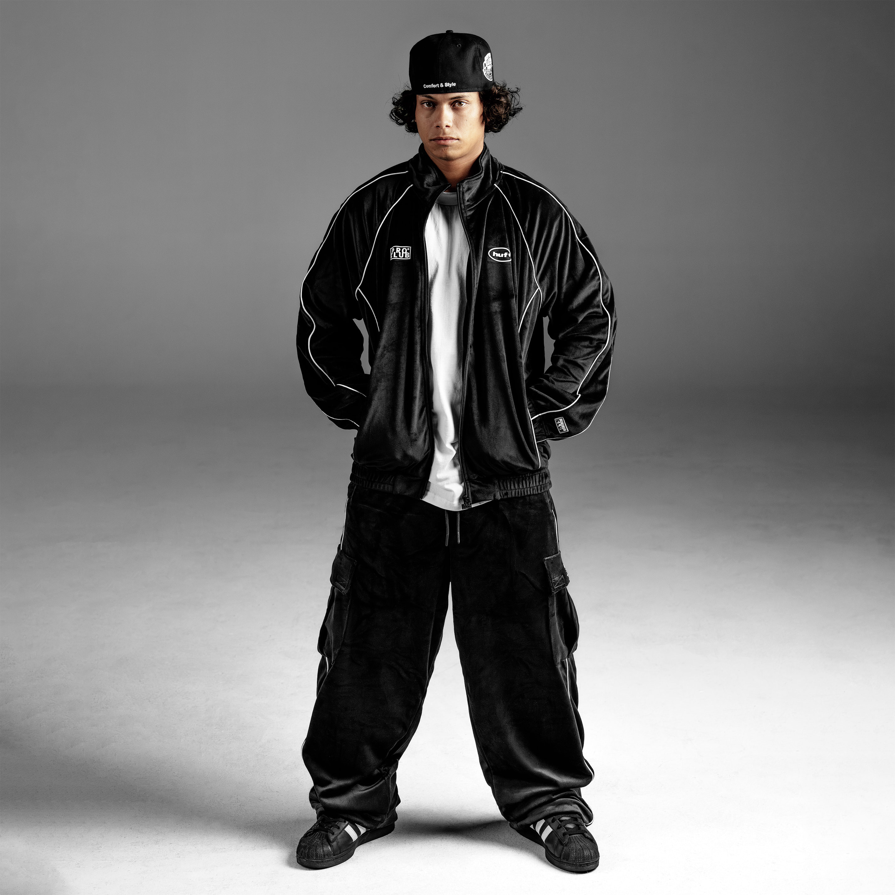 Huf Velour Open Leg Cargo Track Pant (image 2 of 4)