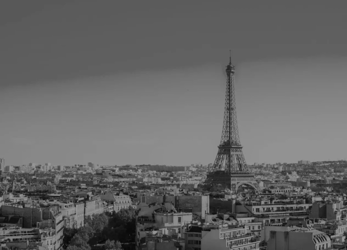 Paris skyline in black and white