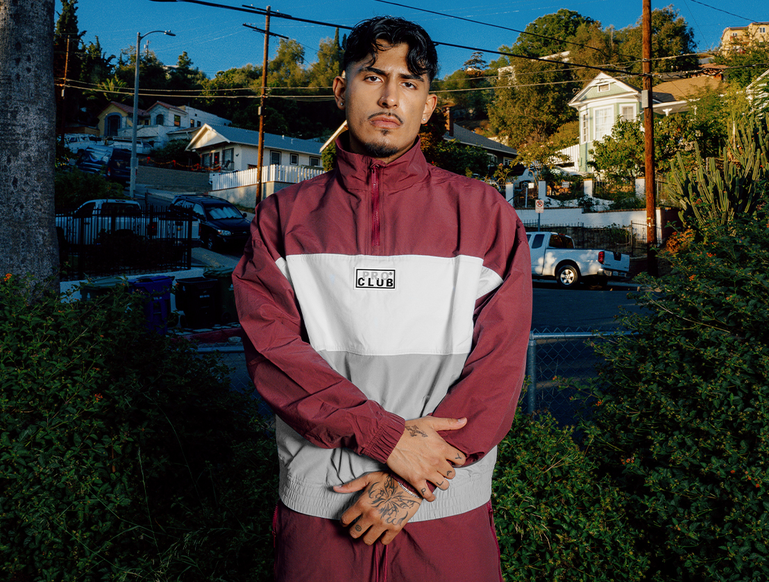 Comfort Tri-Color Cotton/Nylon Quarter Zip Track Jacket lifestyle photo 2