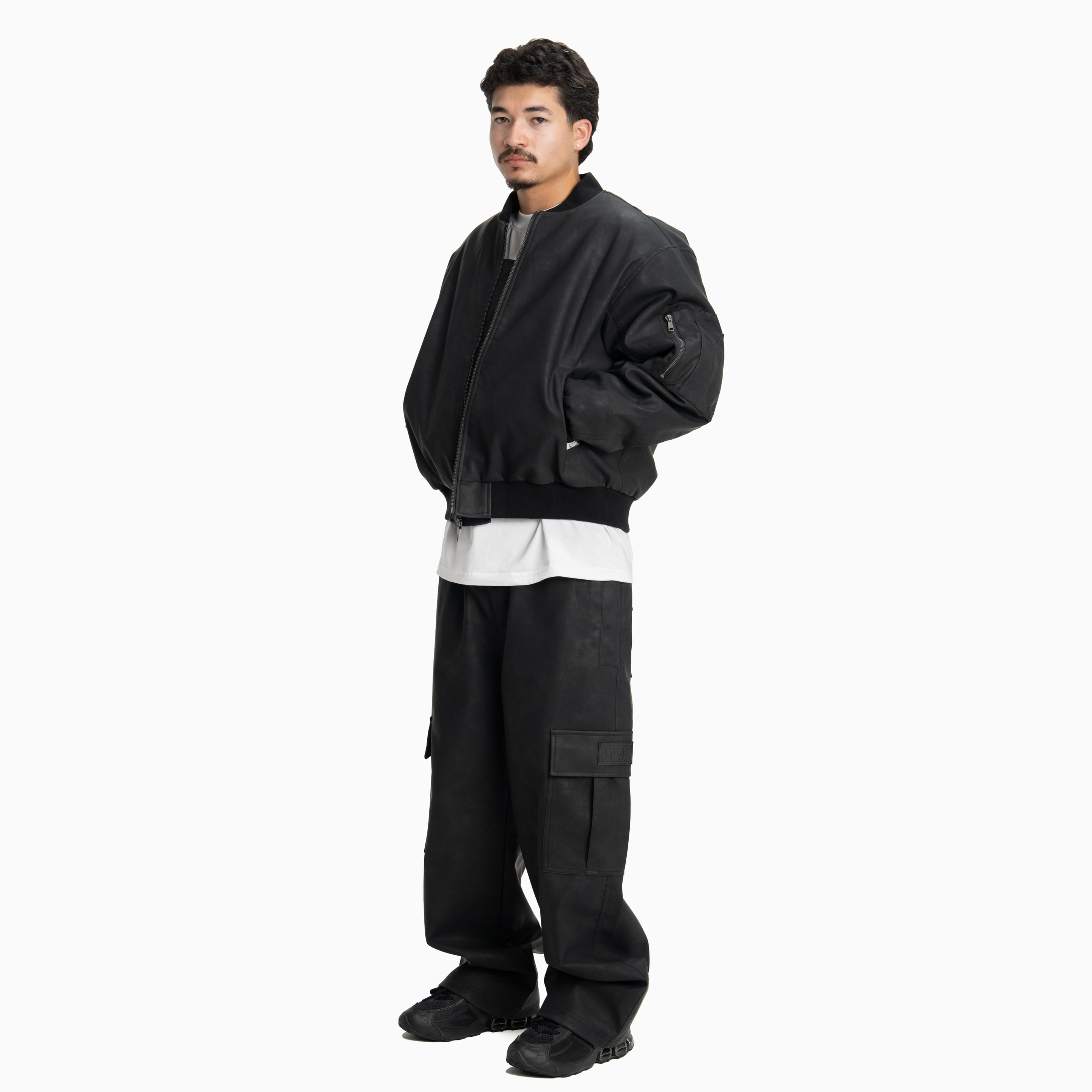 Heavywide Vegan Leather Bomber Jacket (image 4 of 8)