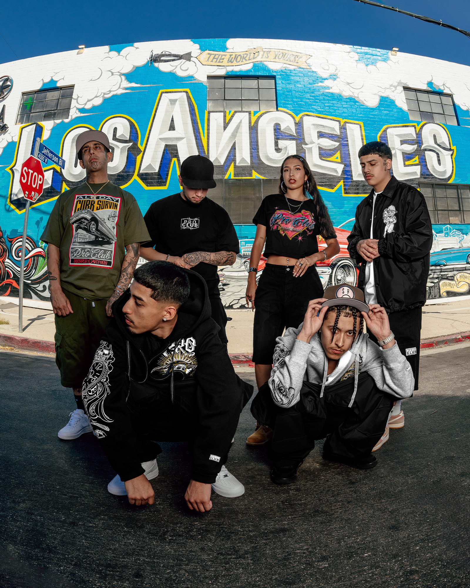 group of teen in mister cartoon x proclub hoodie