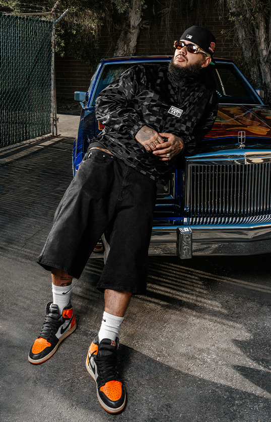 Comfort Satin Checkered Pullover lifestyle photo 1
