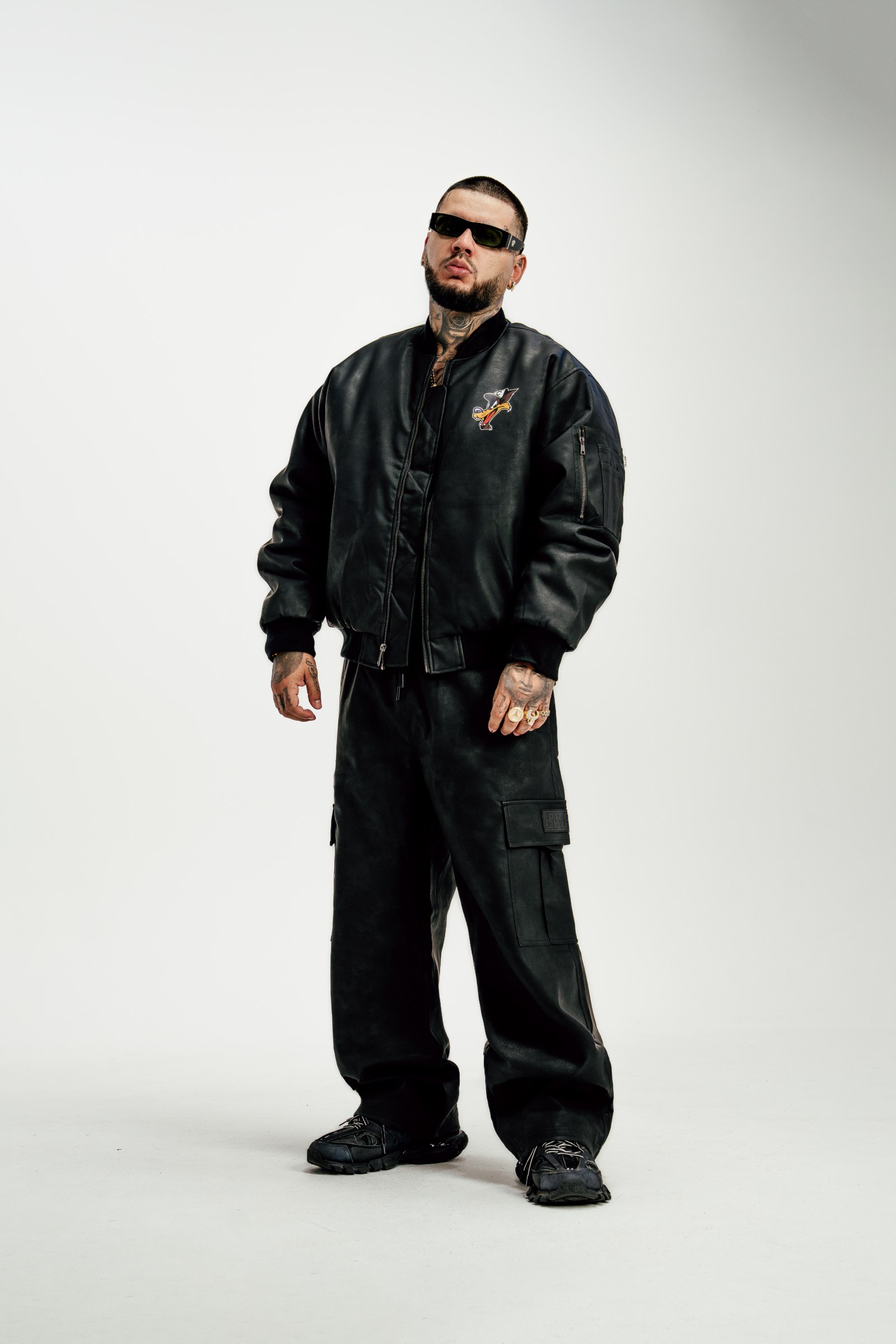 Heavywide Vegan Leather Bomber Jacket lifestyle photo 2