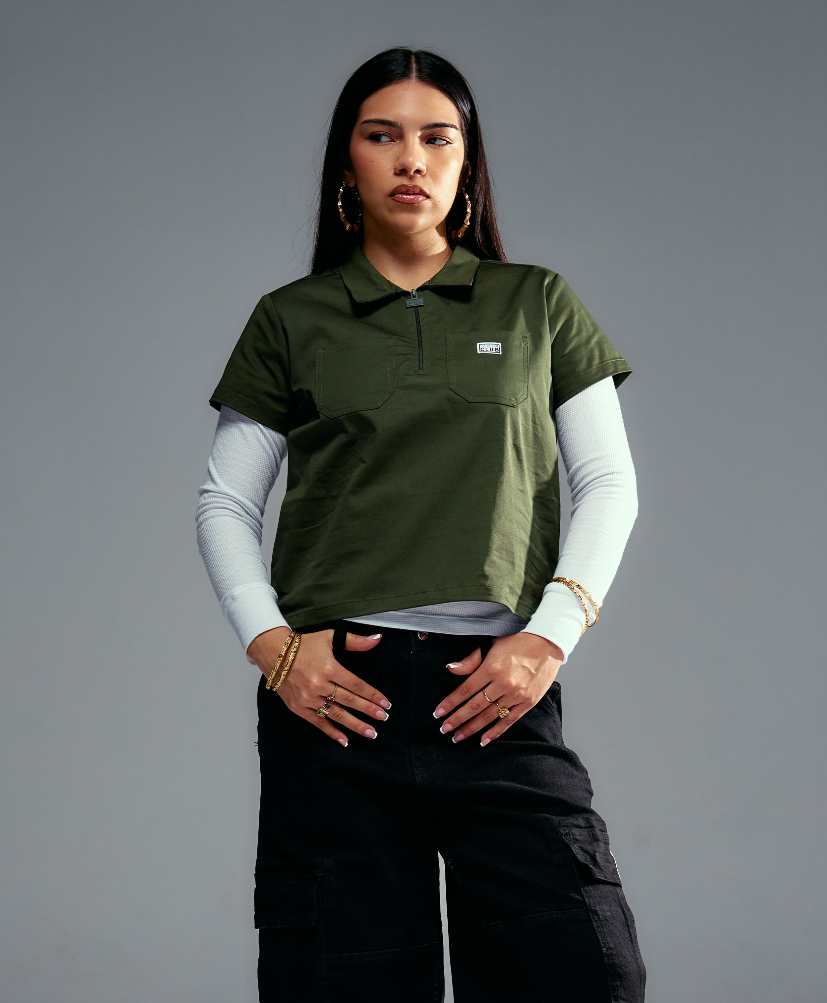 Womens Heavyweight Quarter Zip Work Shirt lifestyle photo 5