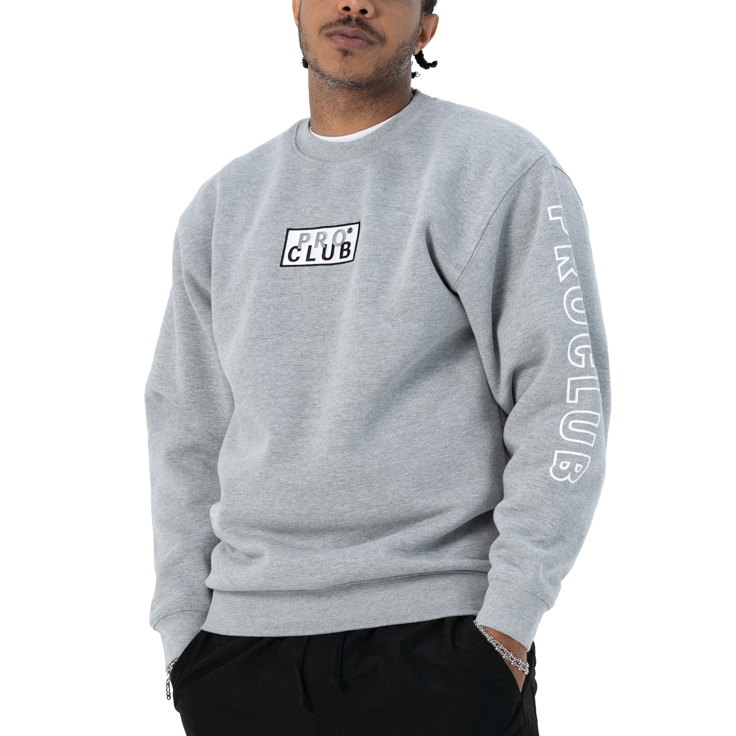 Heavyweight Embroidered Box Logo Crew Neck Fleece Pullover Sweatshirt