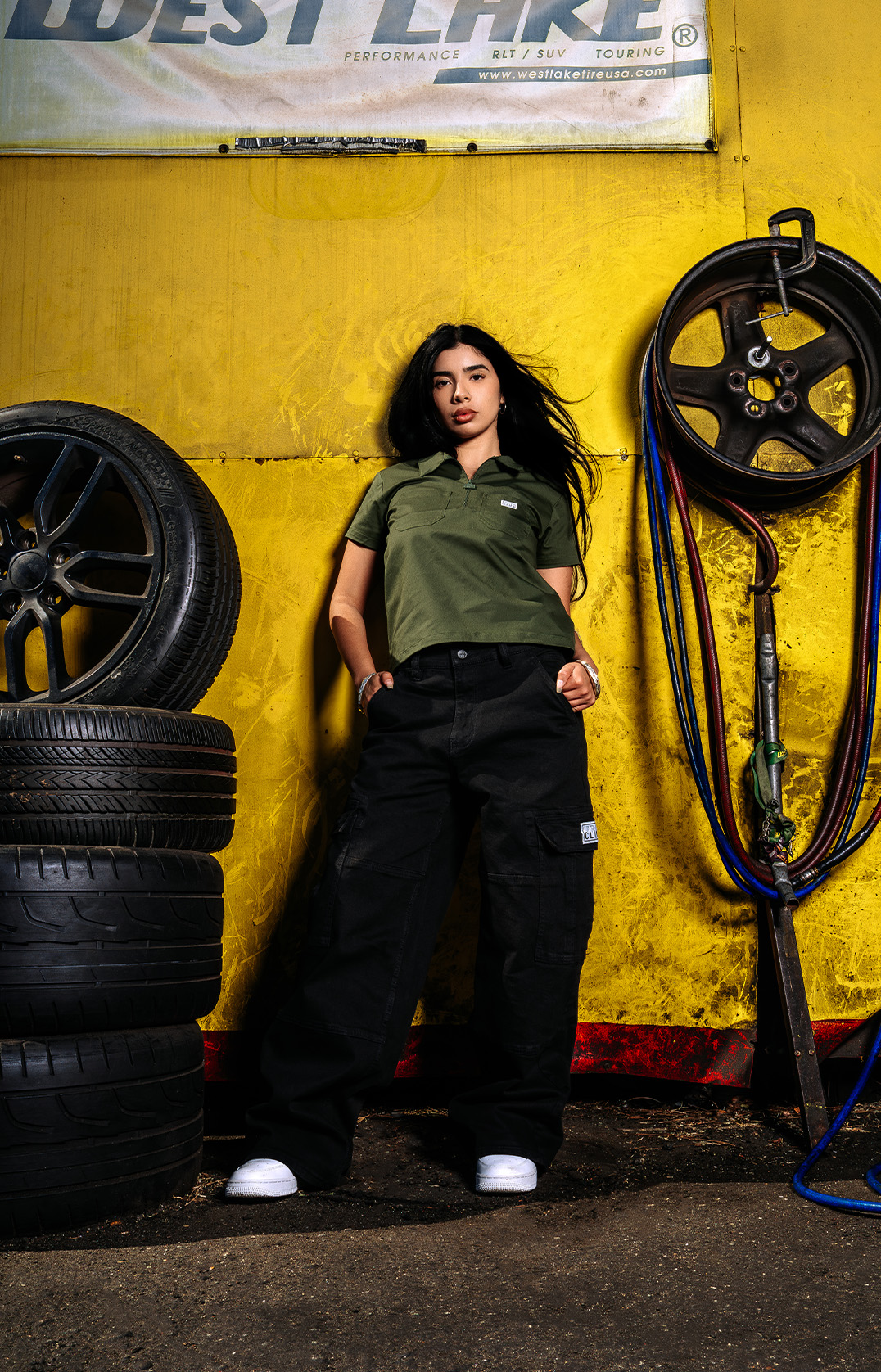 Womens Heavyweight Quarter Zip Work Shirt lifestyle photo 1