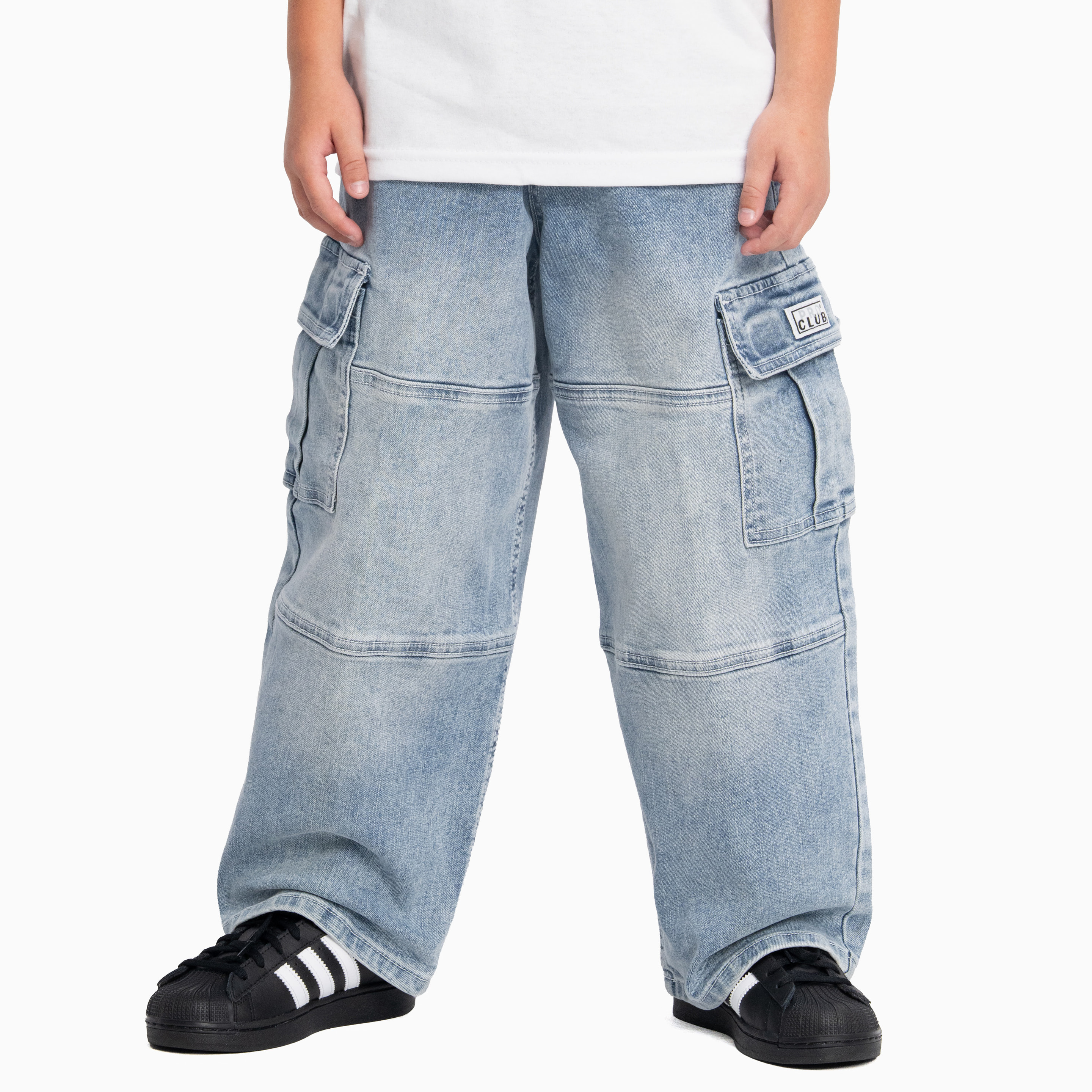 Kid's Baggy Fit Denim Cargo Pant