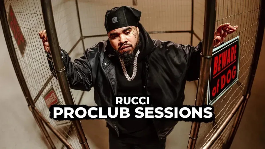 Rucci in a black Pro Club cap for a Pro Club Sessions archive event
