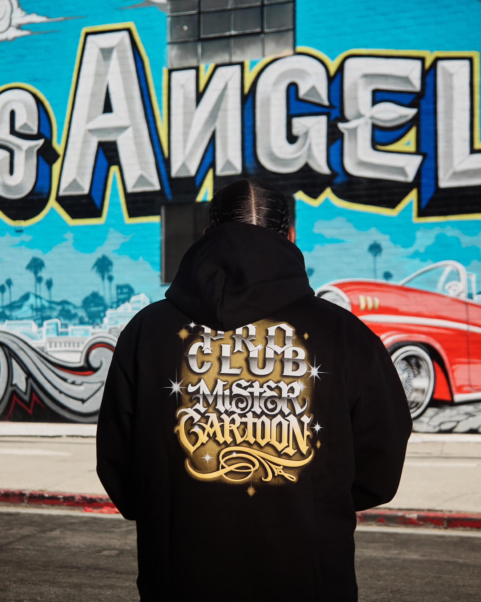 men in mister cartoon x proclub black hoodie 