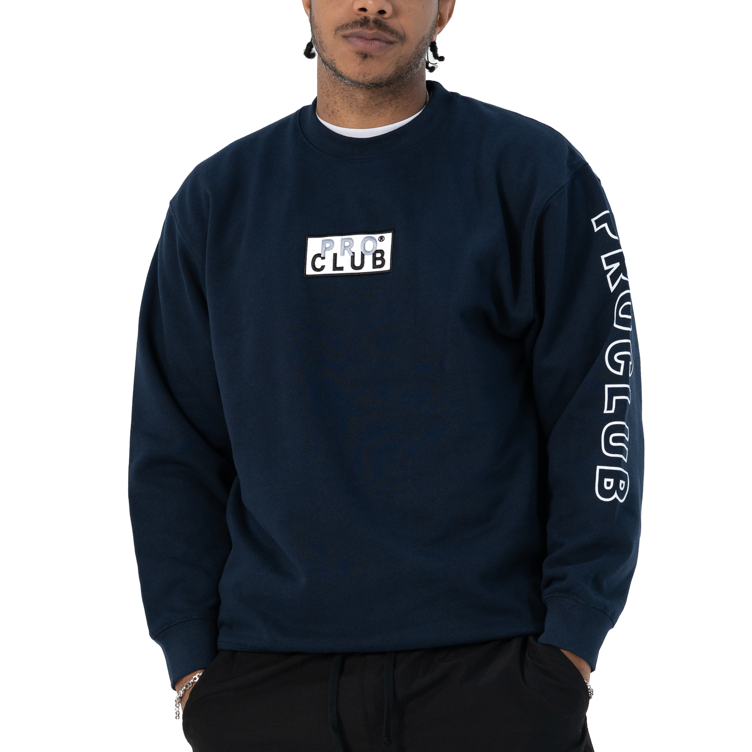 Heavyweight Embroidered Box Logo Crew Neck Fleece Pullover Sweatshirt
