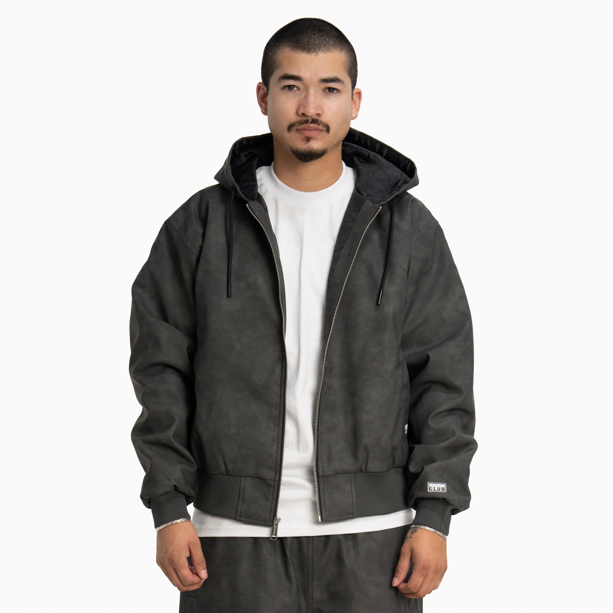 Heavyweight Vegan Leather Zip Up Jacket (image 1 of 5)