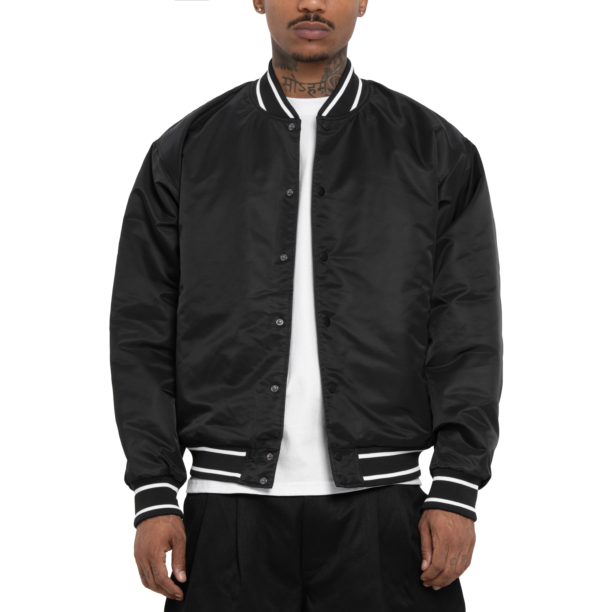 Comfort Wide Satin Baseball Jacket