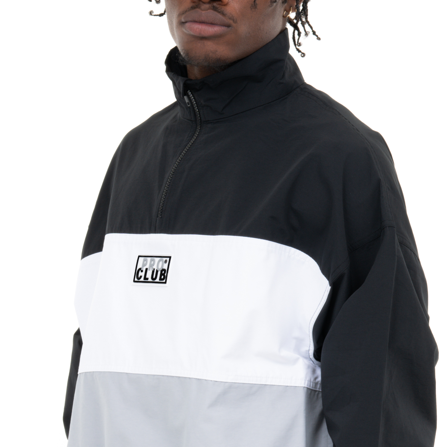 Comfort Tri-Color Cotton/Nylon Quarter Zip Track Jacket (image 3 of 5)