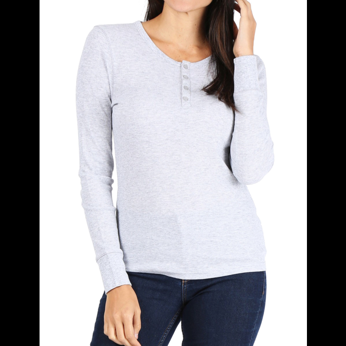 Pro Club Women's Long Sleeve Thermal Henley Tee