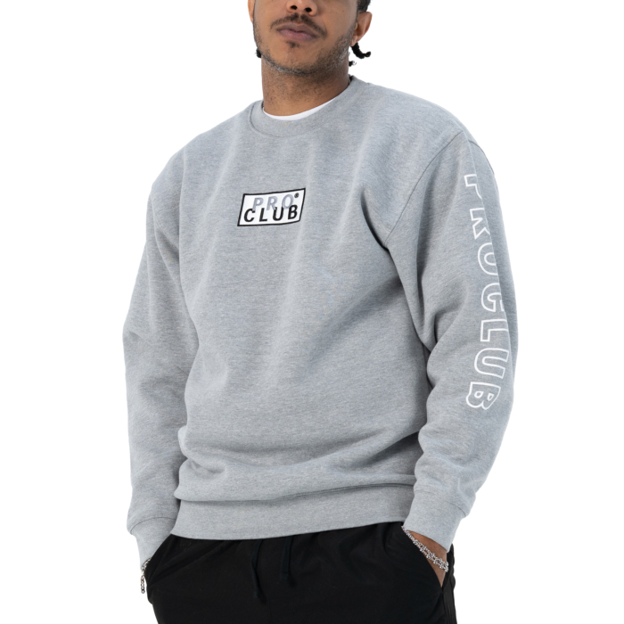 Pro Club Men's Heavyweight Embroidered Box Logo Crew Neck