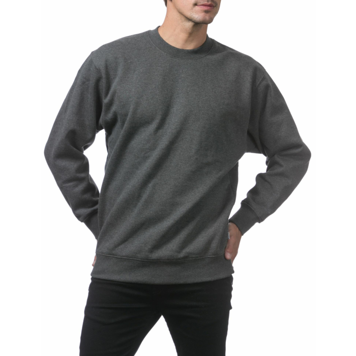 Pro Club Men s Plain Blank Crew Neck Fleece Pullover Sweater 9oz