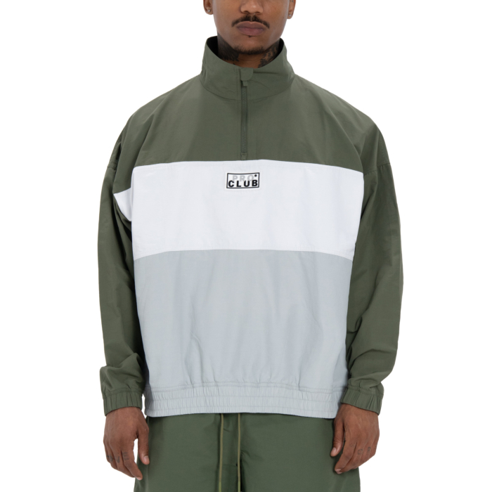 Pro Club Men's Comfort Tri-Color Cotton/Nylon Quarter Zip Track Jacket