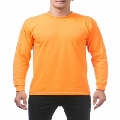 Men&#039;s Comfort Cotton Long Sleeve T-Shirt, Safety Orange, Small