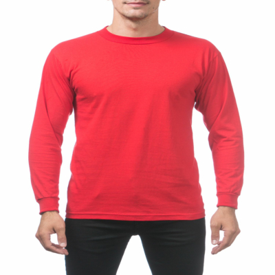 Men&#039;s Comfort Cotton Long Sleeve T-Shirt, Red, Small