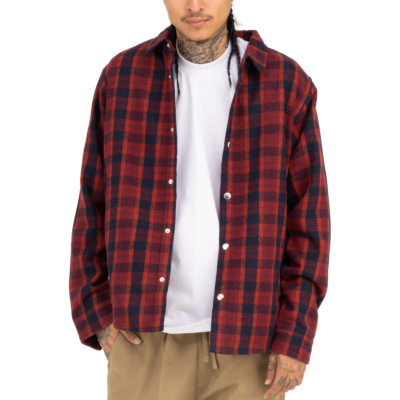 WORK SHIRT JACKET-Red/Navy (Work Jacket)-Small