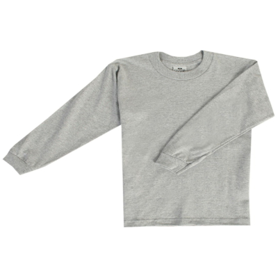 Youth Long Sleeve Crew Neck Tee, Heather Gray, X-Small
