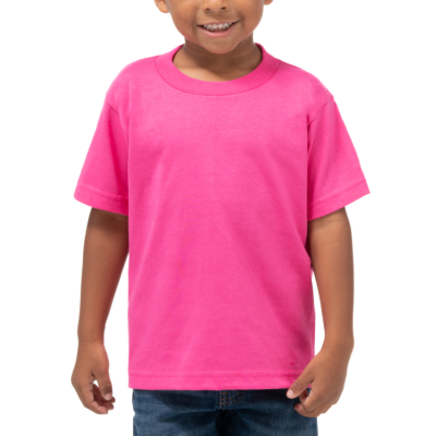 Toddler Short Sleeve Crew Neck Tee, Hot Pink, X-Small