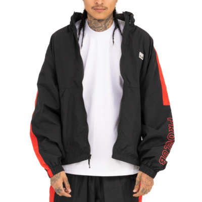 Full Court Windbreaker Jacket-Black/Red-Small