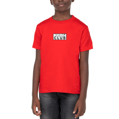 Kid's Short Sleeve Embroidered Box Logo Tee-Red-Small
