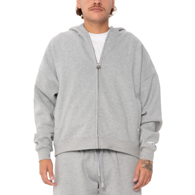 Men&#039;s Heavywide Fleece Zip-Up Hoodie-Heather Gray-XS