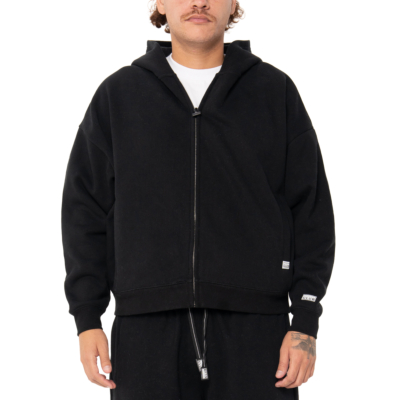 Men&#039;s Heavywide Fleece Zip-Up Hoodie-Black-XS