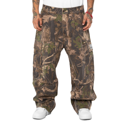 Men&#039;s Heavyweight Twill Pleated Wide Leg Cargo Pant-Tree Camo-Small
