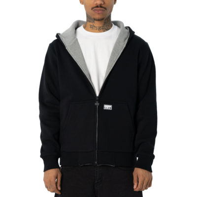 Men&#039;s Reversible Thermal Zip-Up Hoodie-Black/Heather Gray (Thermal Zip)-Small
