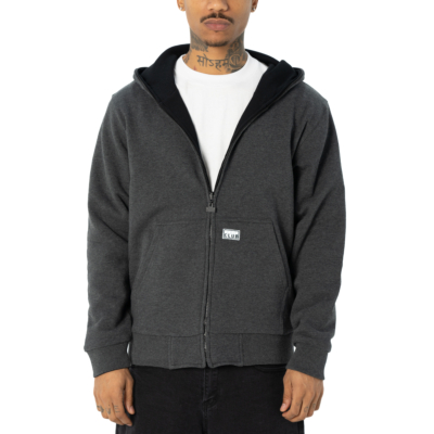 Men&#039;s Reversible Thermal Zip-Up Hoodie-Black/Charcoal (Thermal Zip)-Small