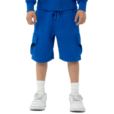 Kid's Fleece Cargo Shorts-Royal Blue-X-Small 
