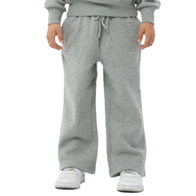 Kid&#039;s Fleece Open Leg Sweatpants-Heather Gray-X-Small 
