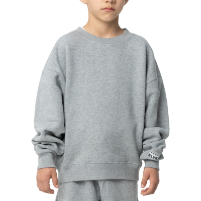 Kid's Oversized Fleece Crewneck-Heather Gray-X-Small 