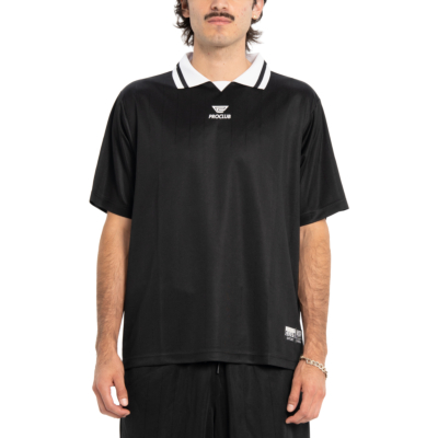 Mens Polo Soccer Jersey-Black-Small