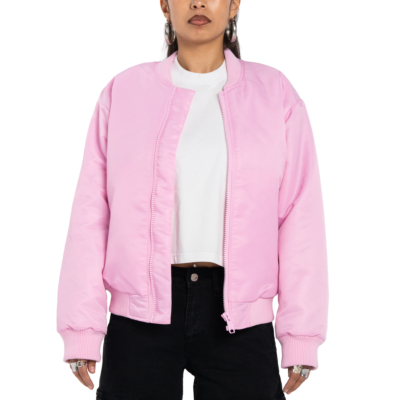 Women's Comfort Bomber Jacket-Pink-XS