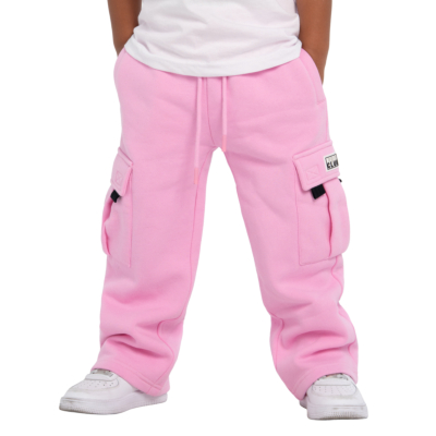 Kid&#039;s Oversized Cargo Sweatpants-Pink-Small