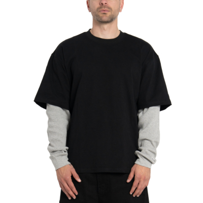 Heavywide 2Fer Thermal Long Sleeve-Black/Heather Gray (2Fer)-Small