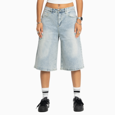 Heavyweight High Rise Denim Jort-Light Stonewash Denim-X-Small 