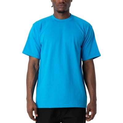 Men&#039;s Heavyweight Cotton Short Sleeve Crew Neck T-Shirt-Small-Turquoise